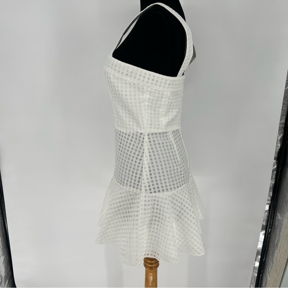 Amanda Uprichard Annalise Dress in White ANNALISE MINI DRESS IN GINGHAM ORGANZA - Picture 7 of 16